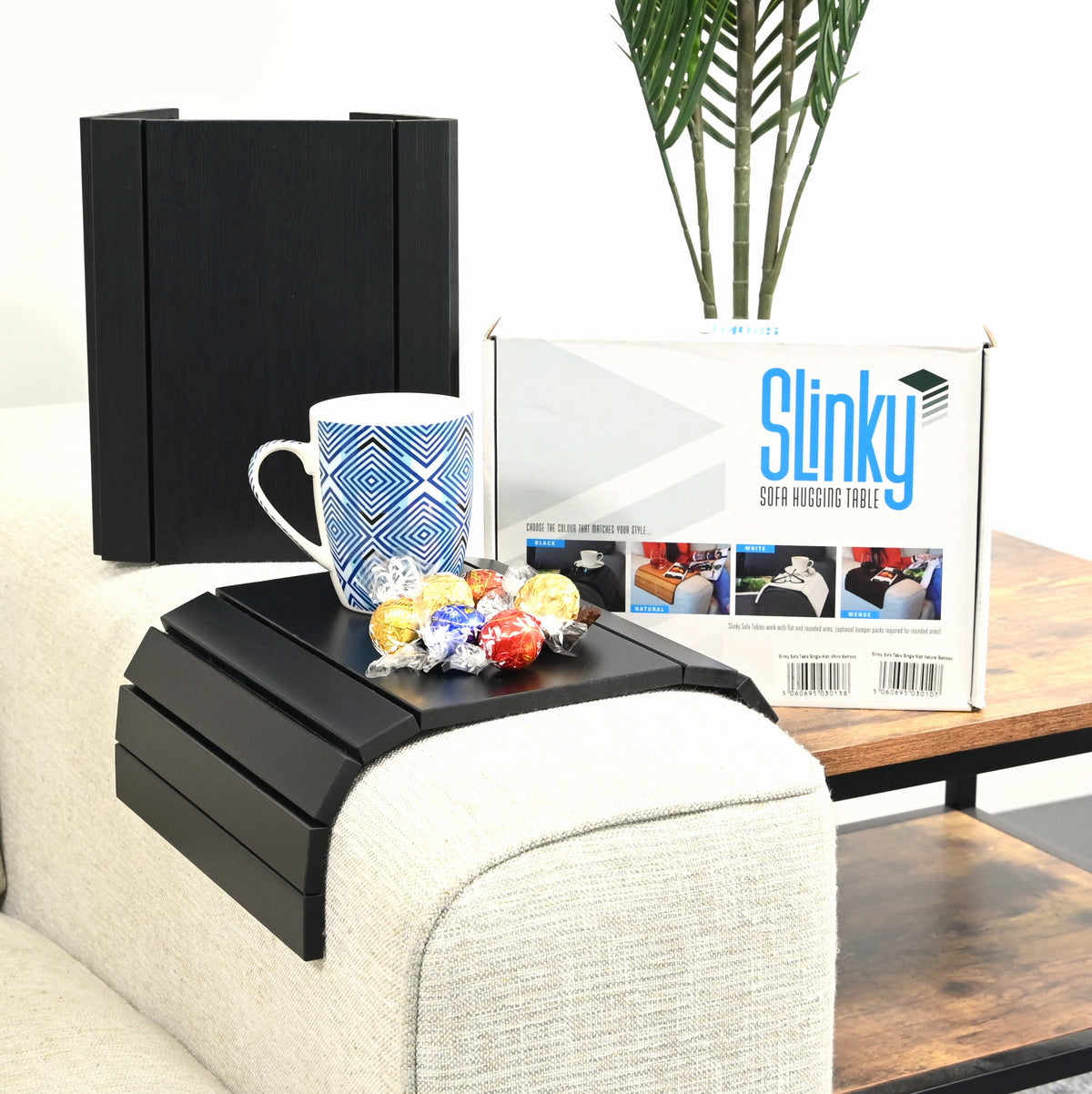 Slinky sofa store hugging table